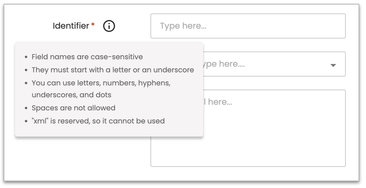 Identifier tooltip